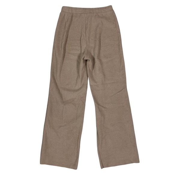 Zara Tan Ribbed Knit Wide Leg Lounge Pants High Waist Minimalist Casual Small - Picture 3 of 5